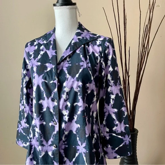 LAFAYETTE 148 NY | Purple Tie Dye Button Down Top Sz 4 - Picture 4 of 11